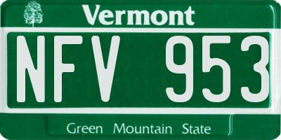 VT license plate NFV953