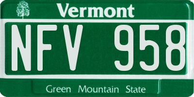VT license plate NFV958