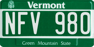 VT license plate NFV980