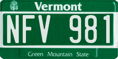 VT license plate NFV981