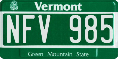 VT license plate NFV985