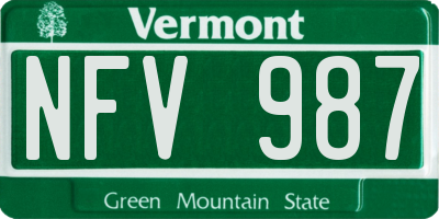 VT license plate NFV987
