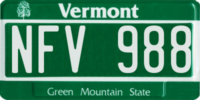 VT license plate NFV988