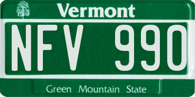 VT license plate NFV990
