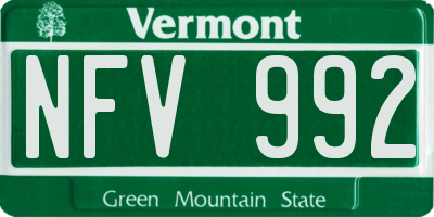 VT license plate NFV992