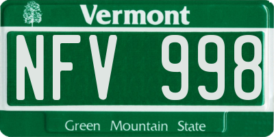 VT license plate NFV998