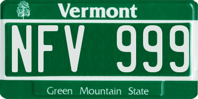 VT license plate NFV999