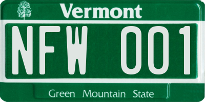 VT license plate NFW001