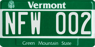 VT license plate NFW002