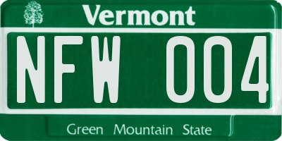 VT license plate NFW004