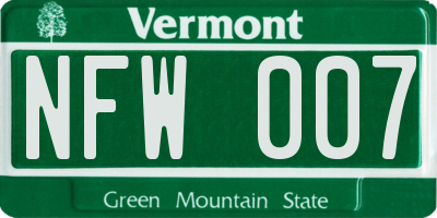 VT license plate NFW007