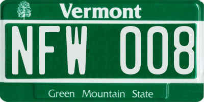 VT license plate NFW008