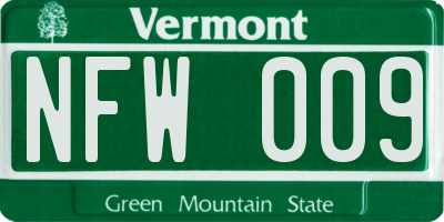 VT license plate NFW009