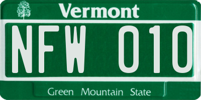 VT license plate NFW010