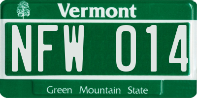 VT license plate NFW014