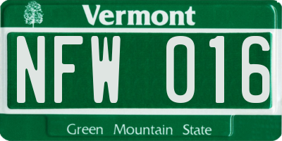 VT license plate NFW016