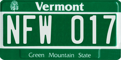 VT license plate NFW017