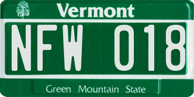 VT license plate NFW018