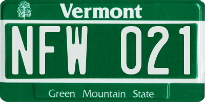 VT license plate NFW021