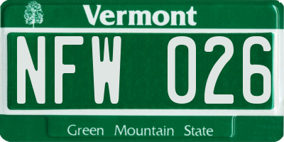 VT license plate NFW026