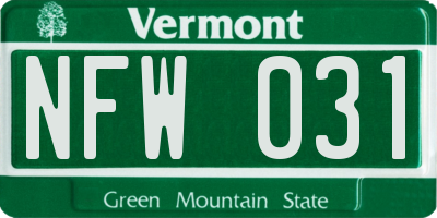VT license plate NFW031