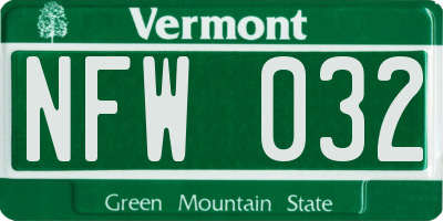 VT license plate NFW032