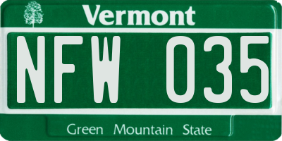 VT license plate NFW035