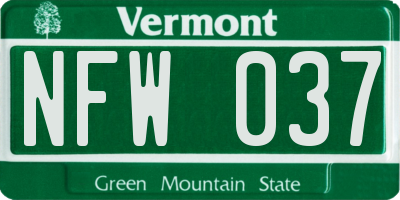 VT license plate NFW037