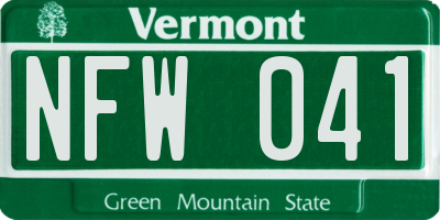 VT license plate NFW041