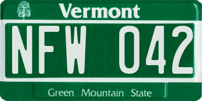 VT license plate NFW042