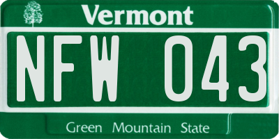 VT license plate NFW043