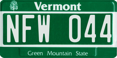 VT license plate NFW044