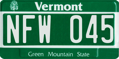 VT license plate NFW045