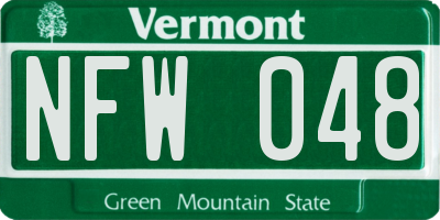 VT license plate NFW048