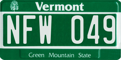 VT license plate NFW049
