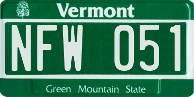 VT license plate NFW051