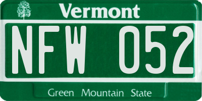 VT license plate NFW052