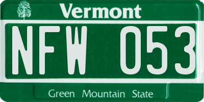 VT license plate NFW053