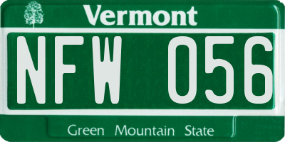 VT license plate NFW056