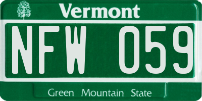 VT license plate NFW059
