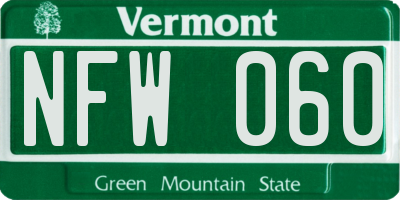 VT license plate NFW060