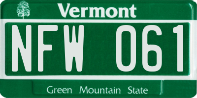 VT license plate NFW061