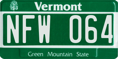 VT license plate NFW064