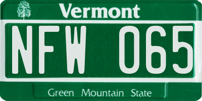VT license plate NFW065