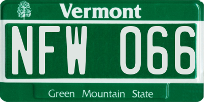 VT license plate NFW066