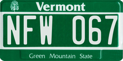 VT license plate NFW067