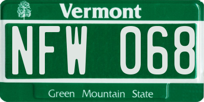 VT license plate NFW068