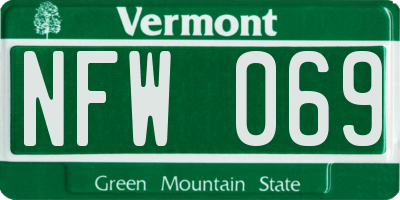 VT license plate NFW069