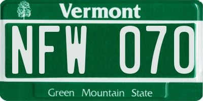 VT license plate NFW070