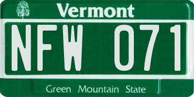 VT license plate NFW071